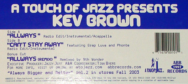 Kev Brown : Allways (12")