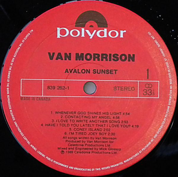 Van Morrison : Avalon Sunset (LP, Album)