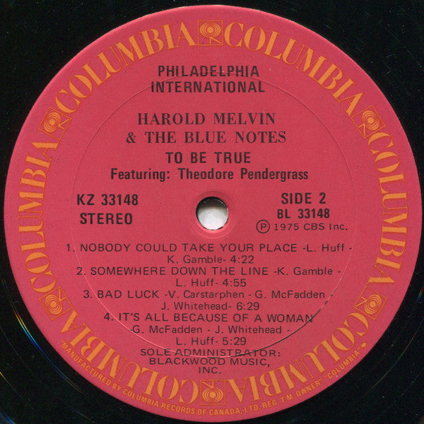 Harold Melvin And The Blue Notes Featuring Teddy Pendergrass : To Be True (LP, Album)