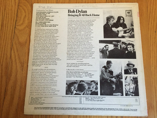 Bob Dylan : Bringing It All Back Home (LP, Album, Mono)