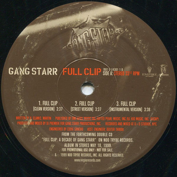 Gang Starr : Full Clip / DWYCK (12", Promo)