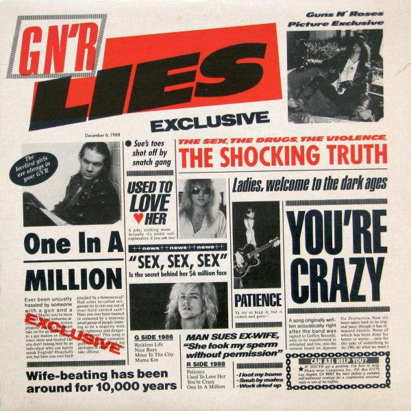 Guns N' Roses : G N' R Lies (LP, Album, Bro)