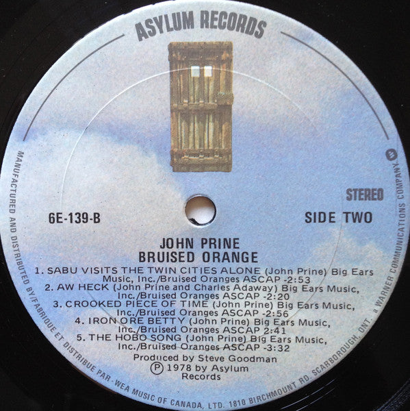 John Prine : Bruised Orange (LP, Album)