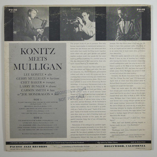 Lee Konitz Meets Gerry Mulligan : Konitz Meets Mulligan (LP, Album)