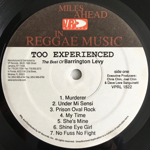 Barrington Levy : Too Experienced ... The Best Of Barrington Levy (LP, Comp)