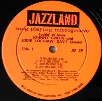The Eddie Davis-Johnny Griffin Quintet : Lookin' At Monk! (LP, Album, Mono)