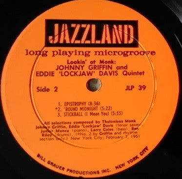 The Eddie Davis-Johnny Griffin Quintet : Lookin' At Monk! (LP, Album, Mono)