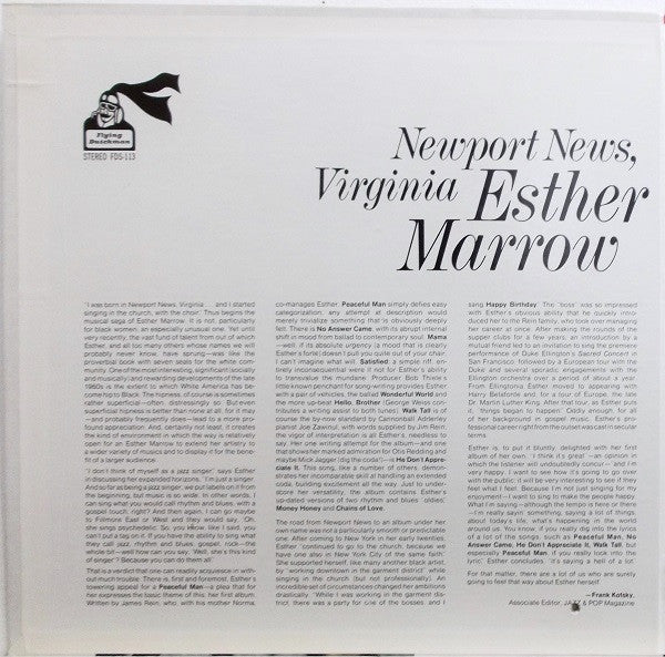 Esther Marrow : Newport News, Virginia (LP, Album, Gat)