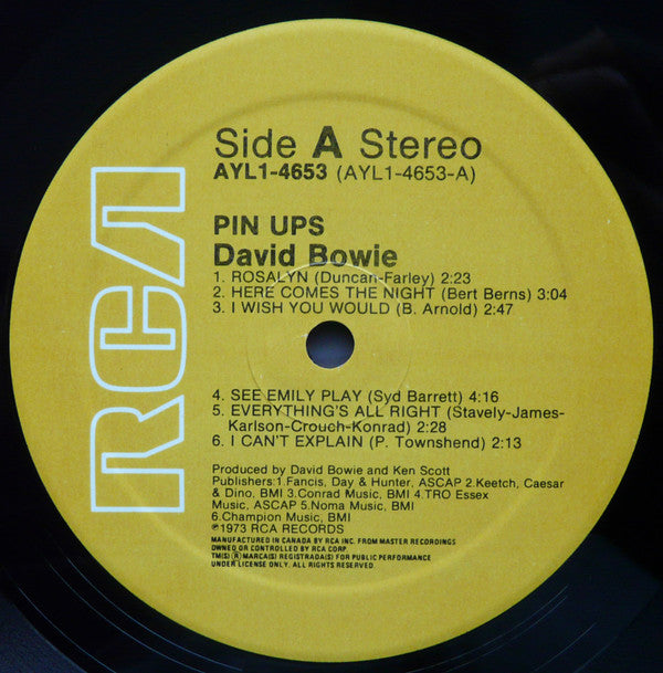 David Bowie : Pinups (LP, Album, RE)