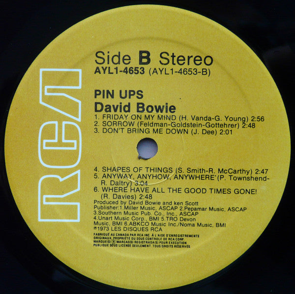 David Bowie : Pinups (LP, Album, RE)