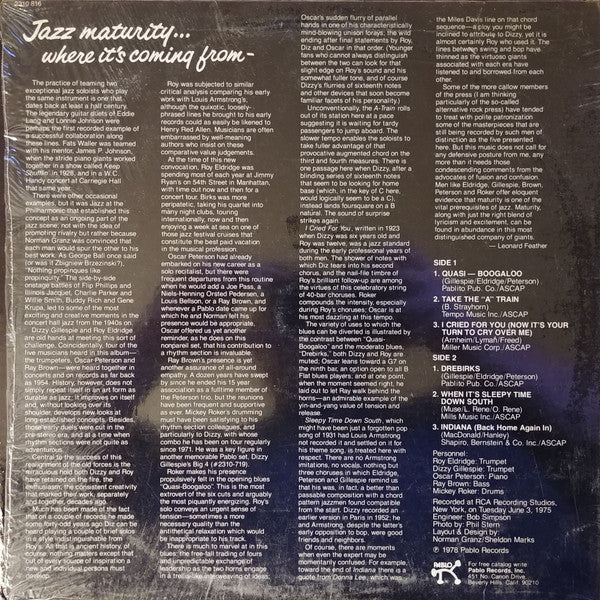 Dizzy Gillespie & Roy Eldridge : Jazz Maturity... Where It's Coming From (LP)