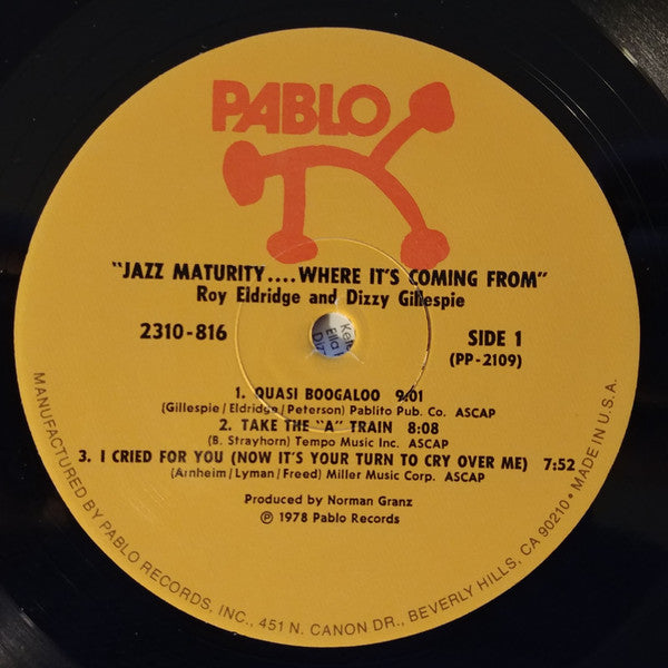 Dizzy Gillespie & Roy Eldridge : Jazz Maturity... Where It's Coming From (LP)