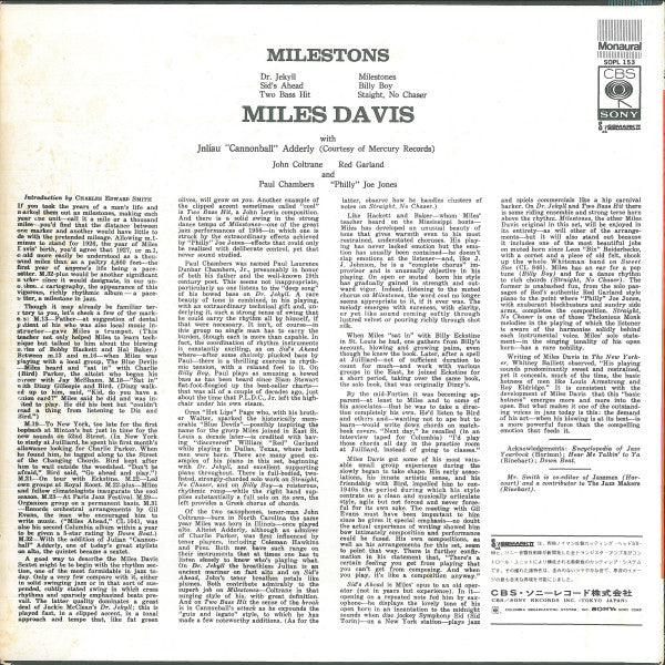 Miles Davis : Milestones (LP, Album, Mono, M/Print, RE)