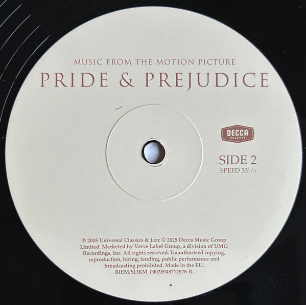 Dario Marianelli, Jean-Yves Thibaudet : Pride & Prejudice (Music From The Motion Picture) (LP, RE, 20t)
