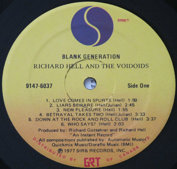 Richard Hell & The Voidoids : Blank Generation (LP, Album)
