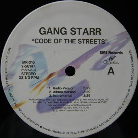 Gang Starr : Code Of The Streets (12")