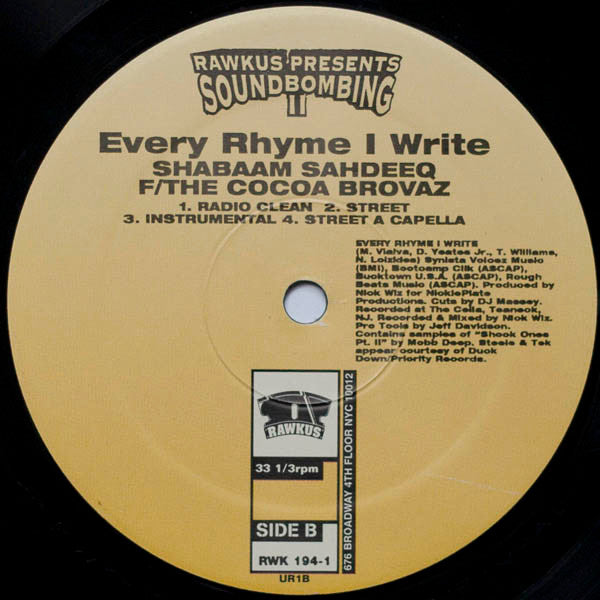 Reflection Eternal / Shabaam Sahdeeq F/ Cocoa Brovaz : On Mission / Every Rhyme I Write (12")