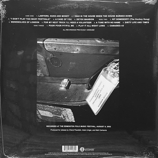 Warren Zevon : Epilogue: Live At The Edmonton Folk Music Festival (LP + LP, S/Sided, Etc + RSD)
