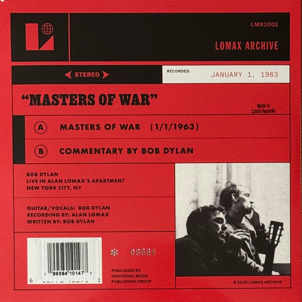 Bob Dylan : Masters Of War (Live In Alan Lomax's Apartment) (7", RSD, Num)