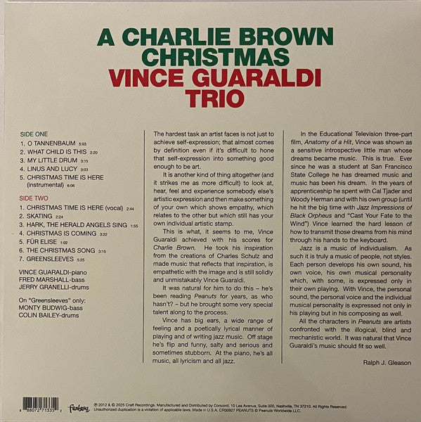 Vince Guaraldi Trio : A Charlie Brown Christmas (Original Sound Track Recording Of The CBS Television Special) (LP, RSD, Ltd, RE, 60t)
