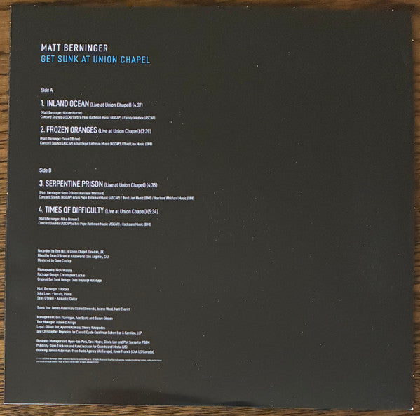 Matt Berninger : Get Sunk At Union Chapel (10", EP, RSD, Pur)