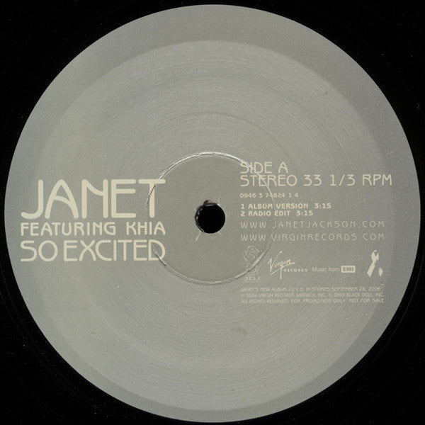 Janet Jackson Featuring Khia : So Excited (12", Promo)