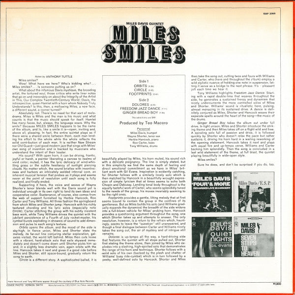 The Miles Davis Quintet = Miles Davis : Miles Smiles = マイルス・スマイルズ (LP, Album, RE)