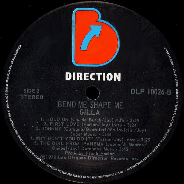 Gilla : Bend Me Shape Me (LP, Album)