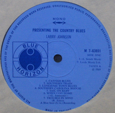 Larry Johnson (6) : Presenting The Country Blues (LP, Mono)