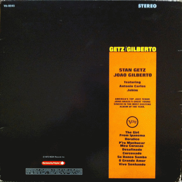 Stan Getz / João Gilberto Featuring Antonio Carlos Jobim : Getz / Gilberto (LP, Album, RE, Gat)