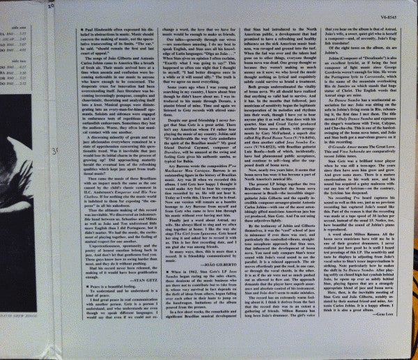 Stan Getz / João Gilberto Featuring Antonio Carlos Jobim : Getz / Gilberto (LP, Album, RE, Gat)