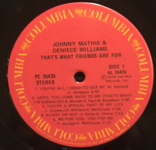 Johnny Mathis & Deniece Williams : That's What Friends Are For (LP, Album)