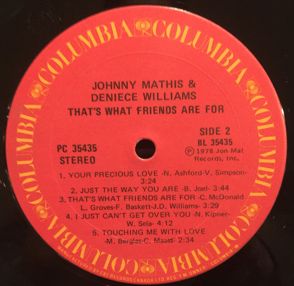 Johnny Mathis & Deniece Williams : That's What Friends Are For (LP, Album)