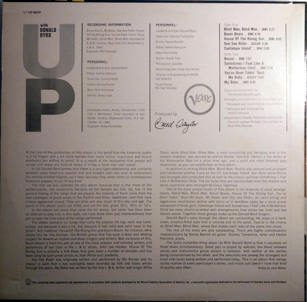 Donald Byrd : Up With Donald Byrd (LP, Album, Mono)