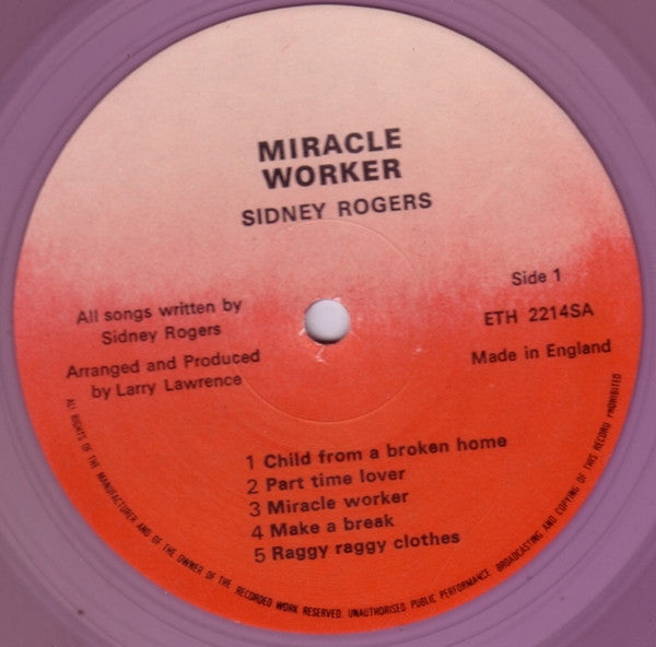 Sidney Rogers : Miracle Worker (LP, Album, Vio)