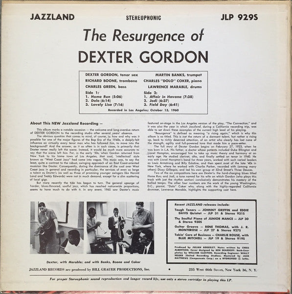 Dexter Gordon : The Resurgence Of Dexter Gordon (LP)