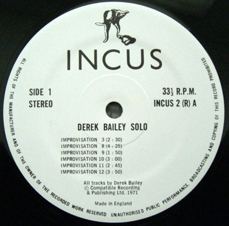 Derek Bailey : Solo (LP, Album)
