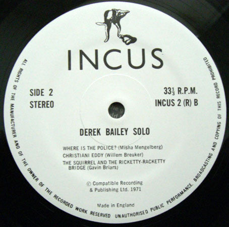 Derek Bailey : Solo (LP, Album)