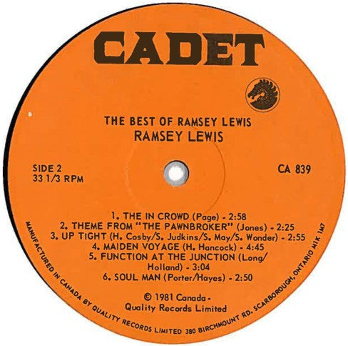 Ramsey Lewis : The Best Of Ramsey Lewis (LP, Comp, RE)