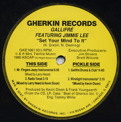Gallifré Featuring Jimmie Lee : Set Your Mind To It (12")