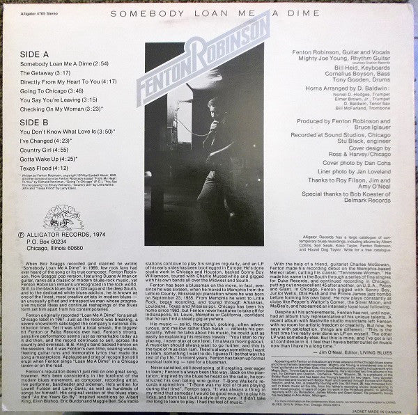 Fenton Robinson : Somebody Loan Me A Dime (LP, Album, RE, Gre)