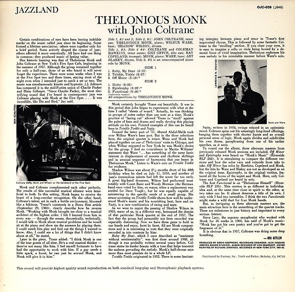 Thelonious Monk With John Coltrane : Thelonious Monk With John Coltrane (LP, Album, RE)