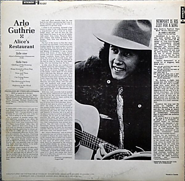 Arlo Guthrie : Alice's Restaurant (LP, Album)