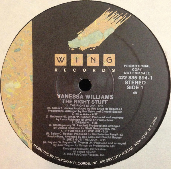 Vanessa Williams : The Right Stuff (LP, Album, Promo)
