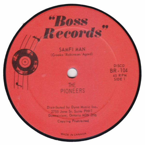 The Pioneers / Christine Joy White : Samfi Man / Baby Don't Get Hooked On Me (12", Single)
