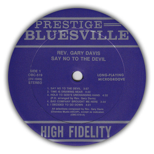 Rev. Gary Davis : Say No To The Devil (LP, Album, RE, RM)