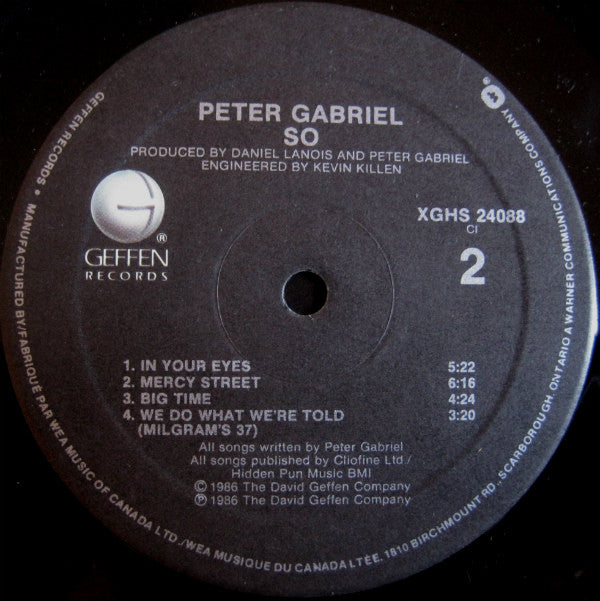 Peter Gabriel : So (LP, Album, Cin)
