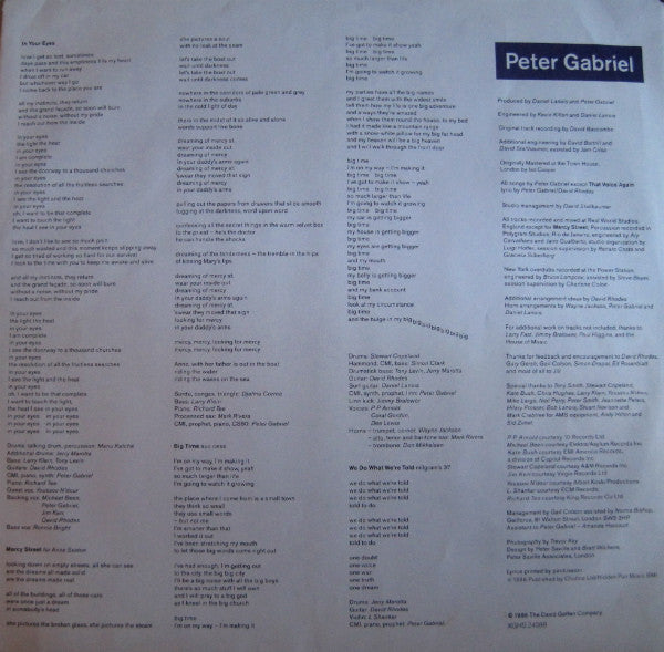 Peter Gabriel : So (LP, Album, Cin)