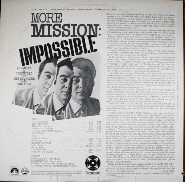 Lalo Schifrin : More Mission: Impossible (LP, Album)