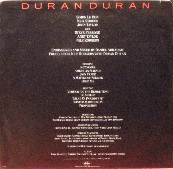 Duran Duran : Notorious (LP, Album)
